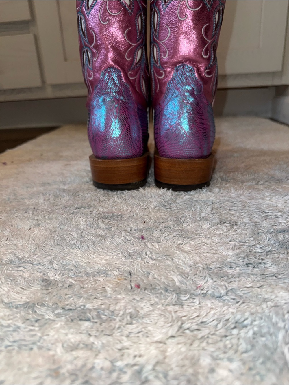 Ariat Pink and Teal Embroidered Western Heeled Boots - Picture 6 of 9